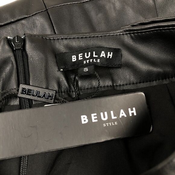 Beulah Style Black A-Line Faux Leather Midi Skirt Womens Small New Flawed - Picture 4 of 8